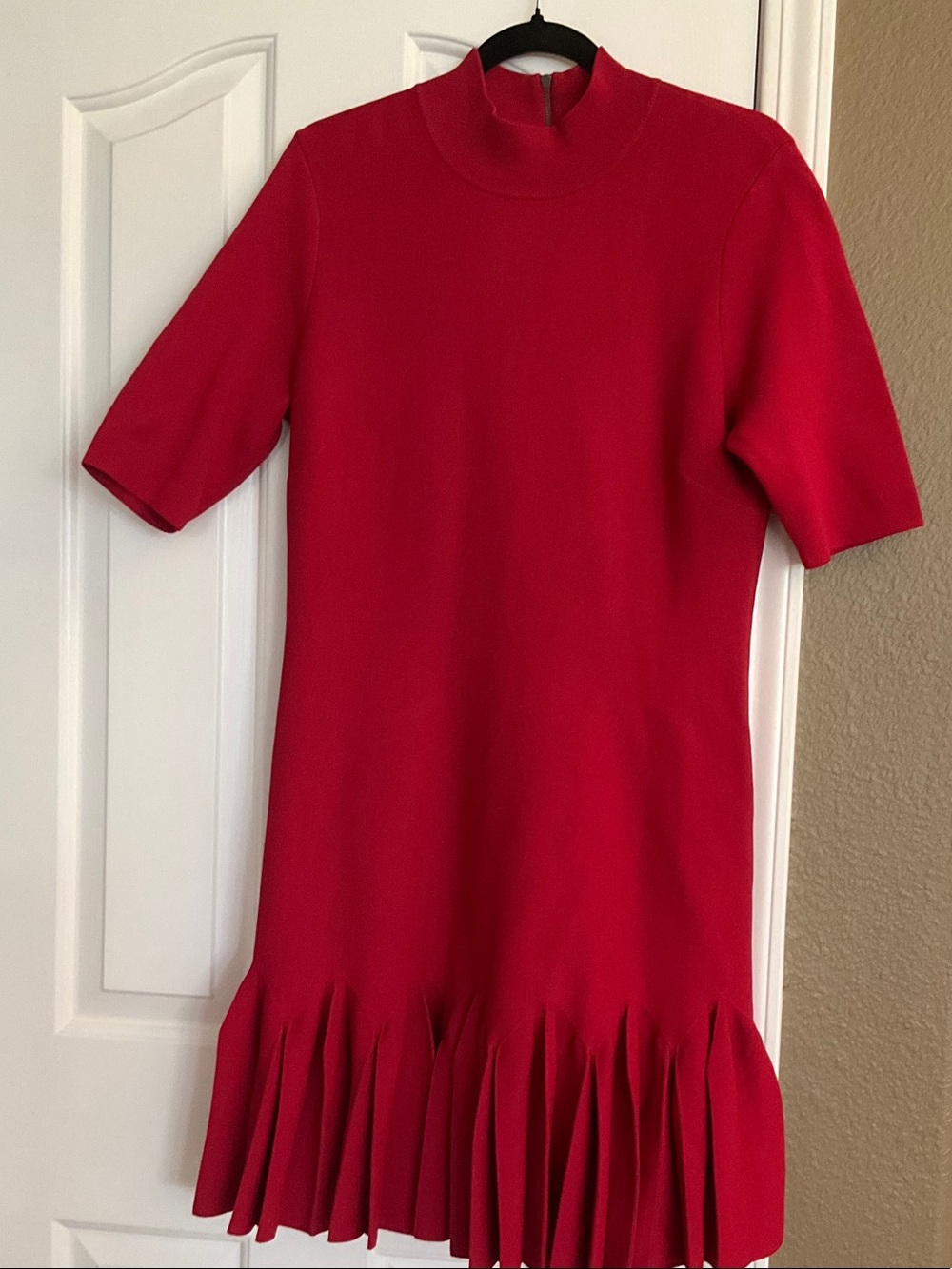 Ted Baker London Red Canddy Pleated-Hem Bodycon Knit Dress